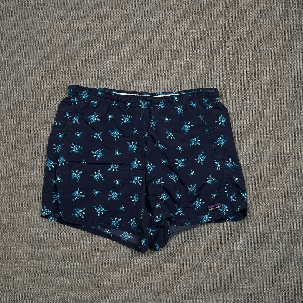 Patagonia Baggies 5" Shorts Womens Small Blue Turtle Print Performance